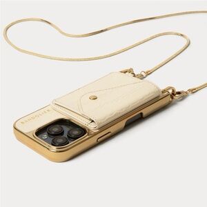 Bandolier Remi Magnet Wallet Crossbody Phone Case in Ivory Croc/Gold